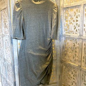 Green/Gray cotton faux wrap dress